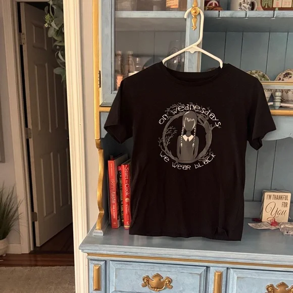 Black Graphic Tee with Wednesday Design - Picture 2 of 3